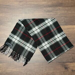 Cashmink Black, White, and Red Plaid Scarf